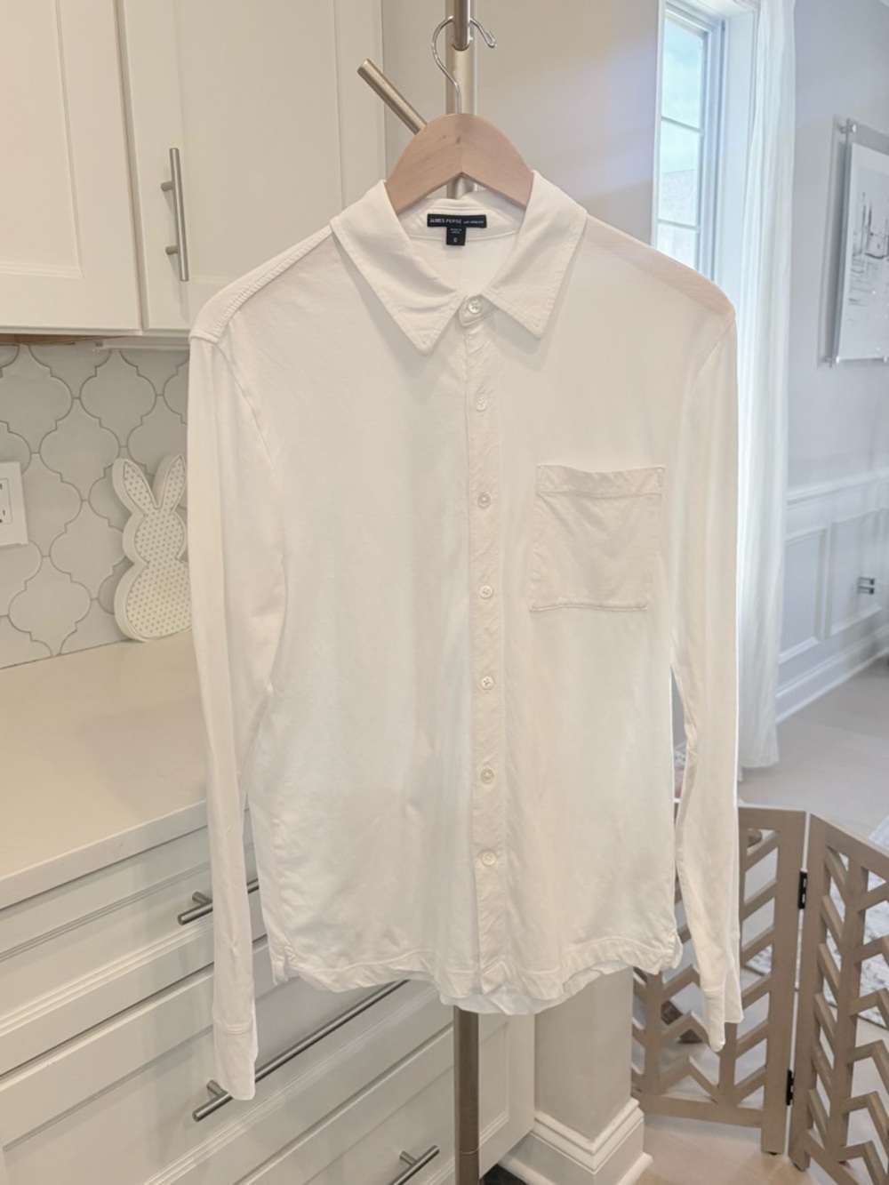 Men’s White James Perse Button-Down Shirt